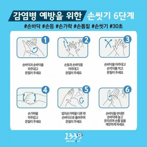 감염병 예방을 위한 손씻기 6단계